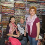 Shopping for scarves with Rosanna, Kate, and Nina