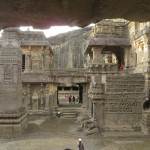 Inside Cave No. 16 at Ellora, the great Hindu kailasa, or temple