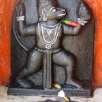 Hanuman, the monkey god who aided Rama, in a shrine at Karvir Peeth