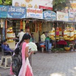 Flower sellers for offerings at the Mahalaxmi Temple, Kolhapur