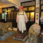 Statue of Shajuji with moth-eaten taxidermy of animals he killed 